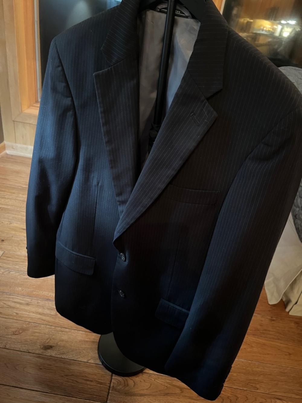 Men's Pinstripe Blazer - Black